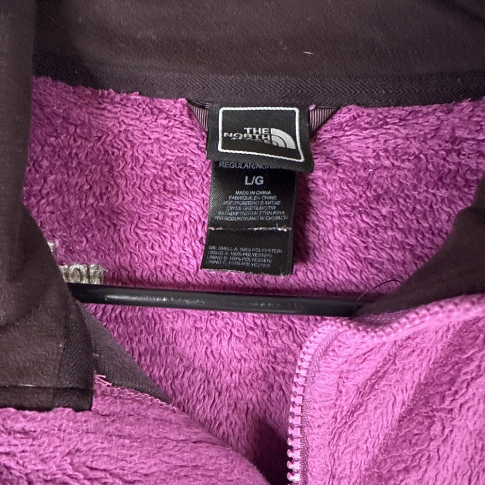 The North Face Fuchsia Purple Osito Furry Fleece Full Zip Jacket- Large - Picture 5 of 10